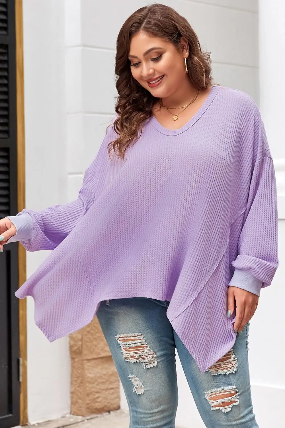 Flattering orchid petal plus size top - Love Salve
